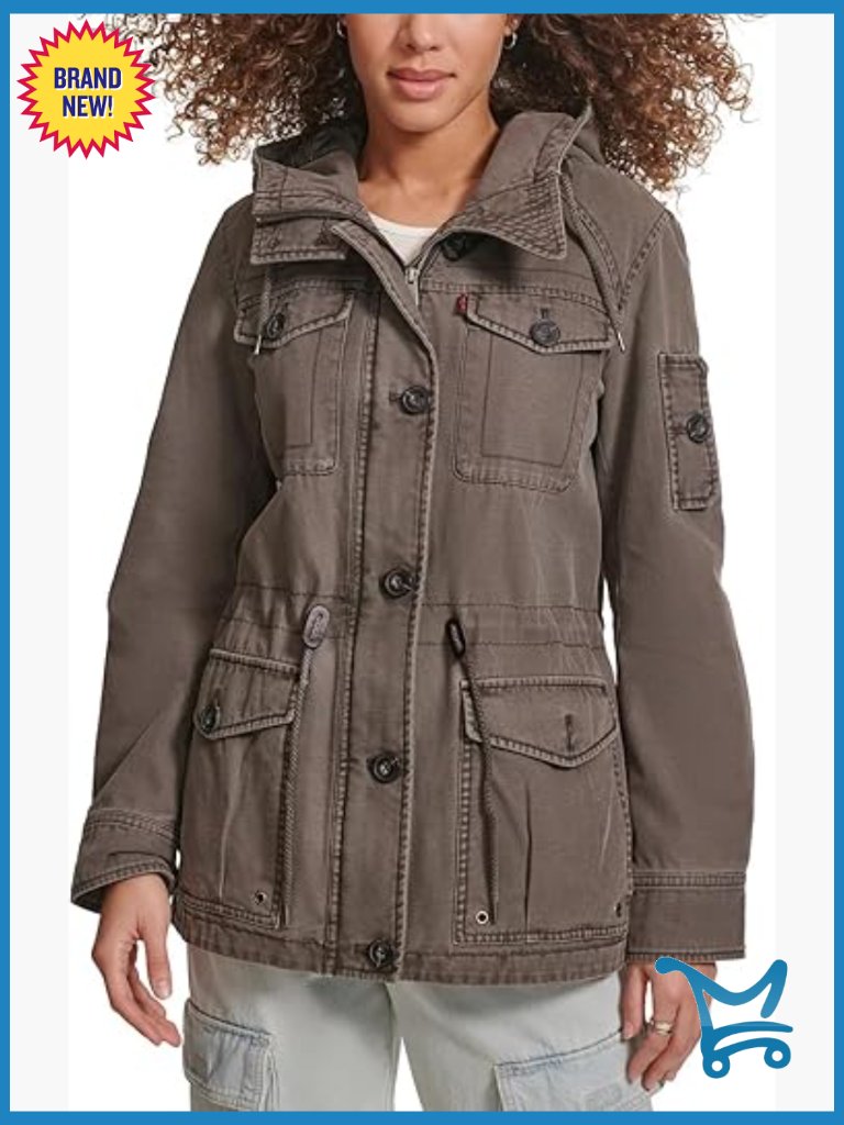 Lightweight Cotton Quilted Military Field Jacket With Hood